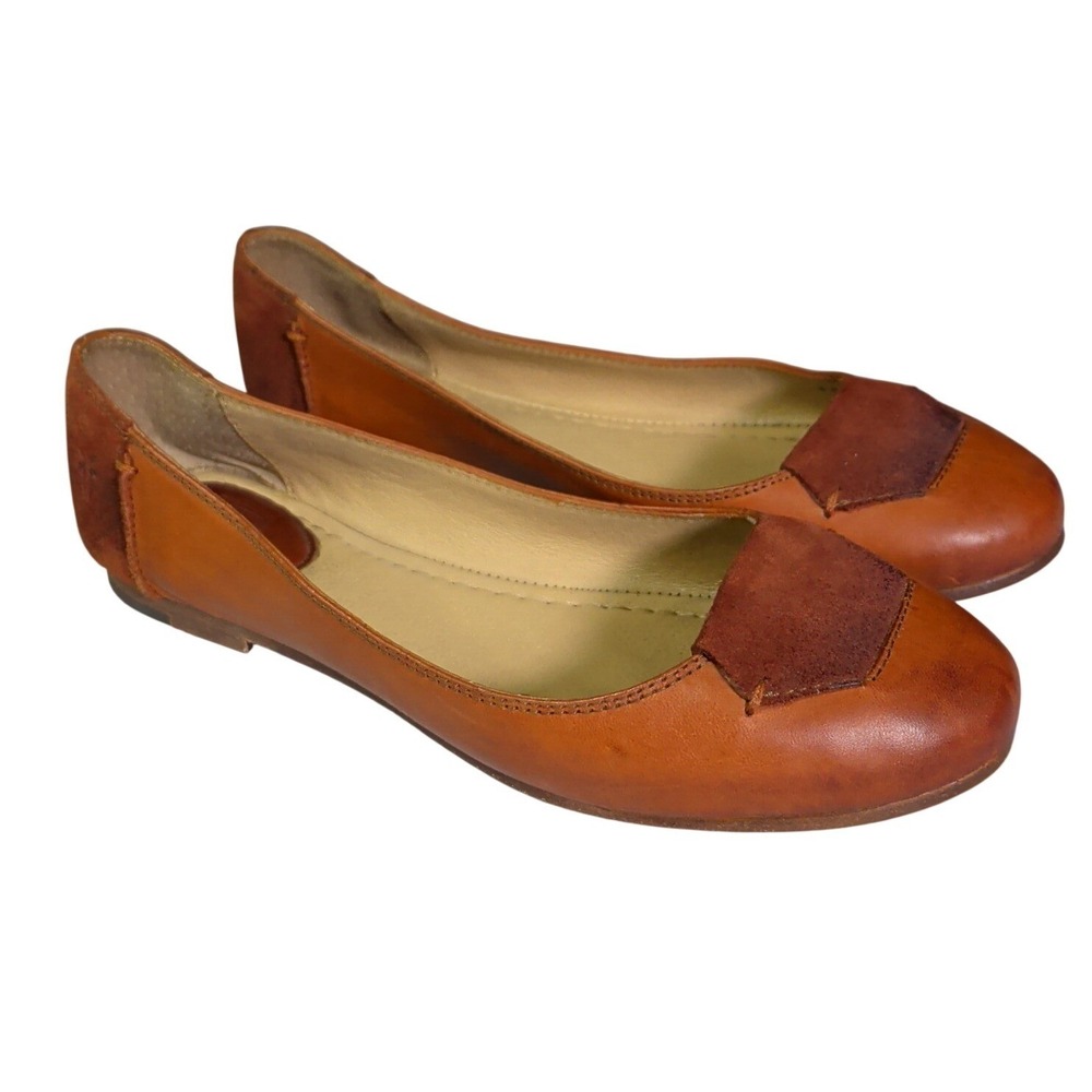 Frye Ballet Flats Womens Size 8B Dark Brown Leather Boho Bohemian Balletcore
